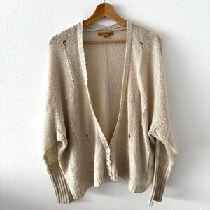 Love by Design Natural Knit Distressed Cardigan Sweater Oversized Medium
